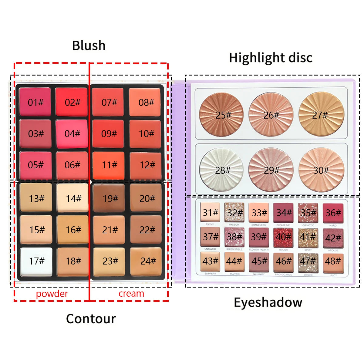 48 Colour Paper Palette Blush Concealer Highlighter Contour Eyeshadow 4-in-1 Set Professional Makeup Set