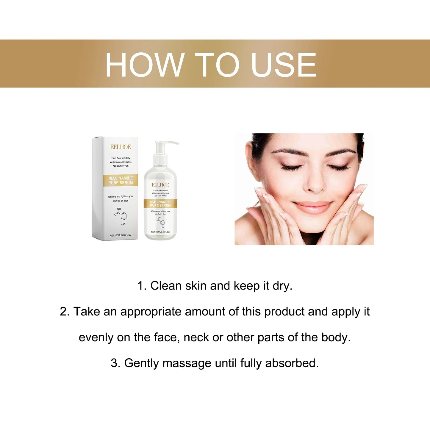 100ml Niacinamide Serum For Face Soothe Blemishes, Pore Reducer, Redness Hydrating Highlight Facial Serum Anti Dullness Skincare