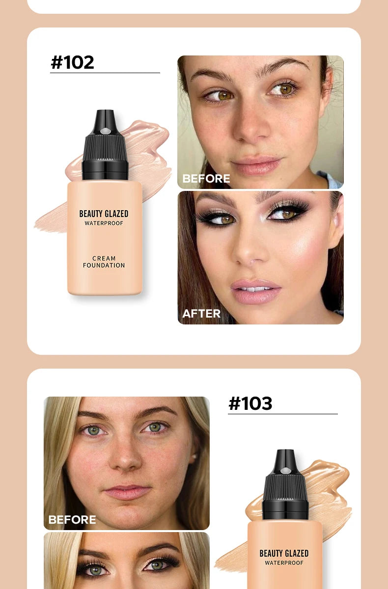 Flawless All Day: 9 Color Waterproof Concealer Foundation For Women Makeup Full Coverage Long Lasting Moisturizing